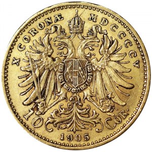 Austria, Cesarstwo Austro-Węgierskie, Franciszek Józef I (1848-1916), 10 Corona 1905, Wiedeń