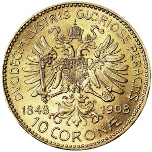 Austria, Impero austro-ungarico, Francesco Giuseppe I (1848-1916), 10 Corona 1908, Vienna