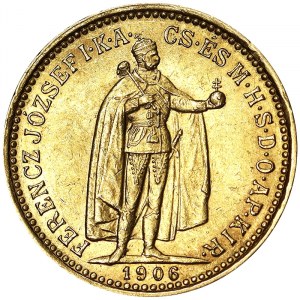 Autriche, Empire austro-hongrois, François-Joseph Ier (1848-1916), 10 Korona 1906, Kremnitz