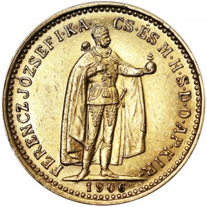 Autriche, Empire austro-hongrois, François-Joseph Ier (1848-1916), 10 Korona 1906, Kremnitz