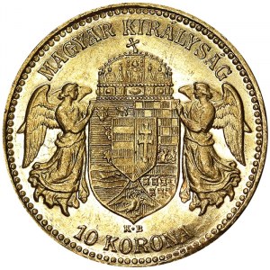 Autriche, Empire austro-hongrois, François-Joseph Ier (1848-1916), 10 Korona 1910, Kremnitz