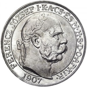 Austria, Austro-Hungarian Empire, Franz Joseph I (1848-1916), 5 Korona 1907, Kremnitz