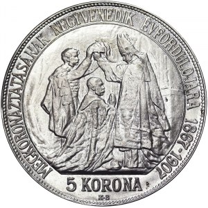Austria, Austro-Hungarian Empire, Franz Joseph I (1848-1916), 5 Korona 1907, Kremnitz