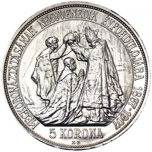 Autriche, Empire austro-hongrois, François-Joseph Ier (1848-1916), 5 Korona 1907 U.P., Kremnitz