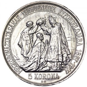 Österreich, Österreichisch-Ungarische Monarchie, Franz Joseph I. (1848-1916), 5 Korona 1907 U.P., Kremnitz