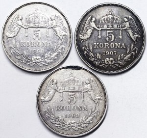 Austria, Impero austro-ungarico, Francesco Giuseppe I (1848-1916), Lotto 3 pezzi.