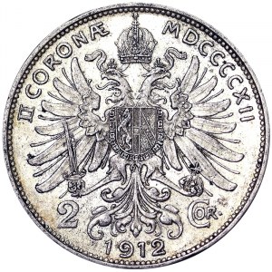 Austria, Impero austro-ungarico, Francesco Giuseppe I (1848-1916), 2 Corona 1912, Vienna