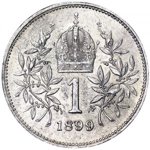 Autriche, Empire austro-hongrois, François-Joseph Ier (1848-1916), 1 Corona 1899, Vienne