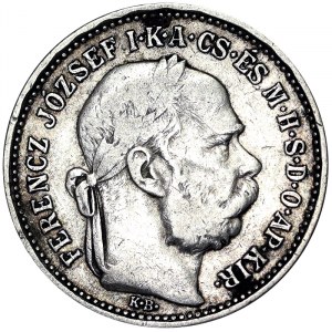 Austria, Austro-Hungarian Empire, Franz Joseph I (1848-1916), 1 Korona 1892, Kremnitz