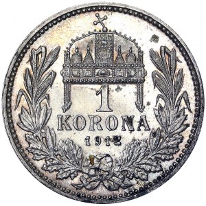 Österreich, Österreichisch-Ungarische Monarchie, Franz Joseph I. (1848-1916), 1 Korona 1912, Kremnitz