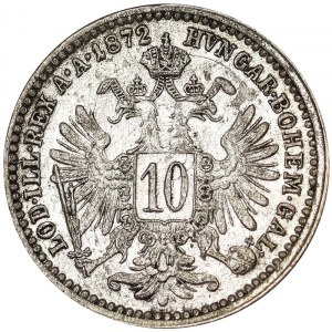 Austria, Cesarstwo Austro-Węgierskie, Franciszek Józef I (1848-1916), 10 Kreuzer 1872, Wiedeń