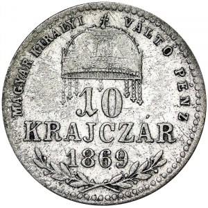 Austria, Austro-Węgry, Franciszek Józef I (1848-1916), 10 Krajczar 1869, Kremnitz