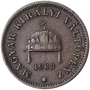 Rakúsko, Rakúsko-Uhorsko, František Jozef I. (1848-1916), 1 Filler 1903, Kremnica