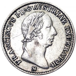 Autriche, Royaume de Lombardie-Vénétie (1815-1866), François Ier, empereur d'Autriche (1815-1835), 1/4 Lira 1823, Milan