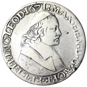 Belgie, Liege, Maxmilián Jindřich Bavorský (1650-1688), Ducaton 1671, Liege
