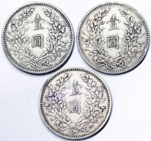Cina, Repubblica (1912-1949), Lotto 3 pezzi.