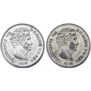 Danimarca, Regno, Cristiano VIII (1839-1848), Lotto 2 pezzi.