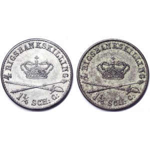 Danemark, Royaume, Christian VIII (1839-1848), Lot 2 pièces.