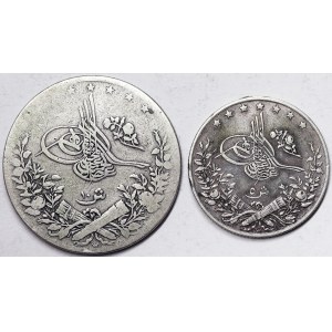 Égypte, Royaume, Abdul Hamid II (1293-1327 H) (1876-1909 J.-C.), Lot 2 pièces.