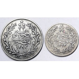 Égypte, Royaume, Abdul Hamid II (1293-1327 H) (1876-1909 J.-C.), Lot 2 pièces.