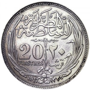 Egypt, království, Husajn Kamil (1333-1336 AH) (1914-1917 n. l.), 20 Piastres 1917