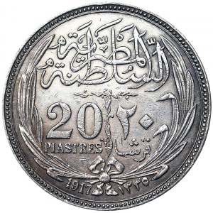 Egypt, Kingdom, Hussein Kamil (1333-1336 AH) (1914-1917 AD), 20 Piastres 1917