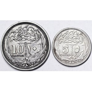 Egitto, Regno, Hussein Kamil (1333-1336 AH) (1914-1917 d.C.), Lotto 2 pezzi.