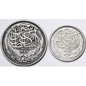 Égypte, Royaume, Hussein Kamil (1333-1336 H) (1914-1917 J.-C.), Lot 2 pièces.