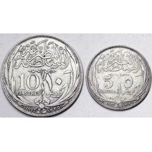 Egypt, Kráľovstvo, Husajn Kamil (1333-1336 AH) (1914-1917 AD), Lot 2 ks.