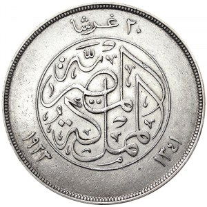 Egypt, kráľovstvo, Fuad I. (1340-1355 AH) (1922-1936 AD), 20 Piastres 1923