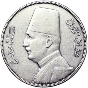 Egypt, kráľovstvo, Fuad I. (1340-1355 po Kr.) (1922-1936 po Kr.), 20 piastrov 1929
