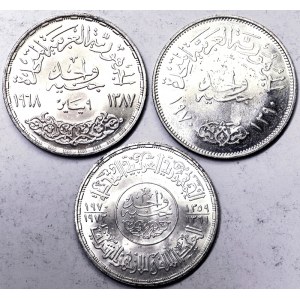 Egypt, Zjednotená arabská republika (1378-1391 AH) (1958-1971 AD), Lot 3 ks.