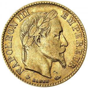 Francja, Napoleon III (1852-1870), 10 franków 1865, BB Strasburg