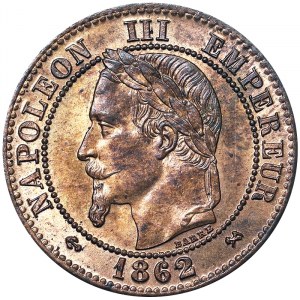 Francja, Napoleon III (1852-1870), 10 centymów 1862, K Bordeaux
