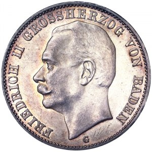 Allemagne, Baden, Friedrich II (1904-1918), 3 Mark 1912, G Karlsruhe