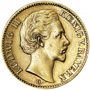 Allemagne, Bavière, Louis II (1864-1886), 20 Mark 1873, D Munich