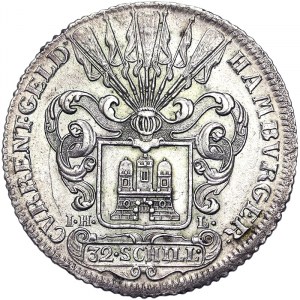 Germania, Amburgo, Città, 32 Schilling 1758