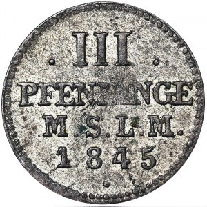 Germany, Mecklenburg-Schwerin, Friedrich Franz II (1842-1883), 3 Pfennig 1845
