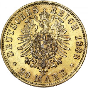 Germany, Prussia, Friedrich III (1888), 20 Mark 1888, A Berlin