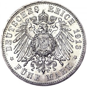 Germany, Prussia, Wilhelm II (1888-1918), 5 Mark 1913, A Berlin