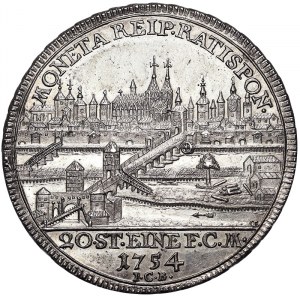 Germania, Regensburg, Francesco I (1745-1765), 1/2 Taler 1754