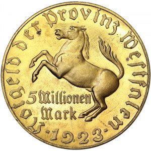 Germany, Westphalia, Provence Bank Issue, 5 Millions Mark 1923