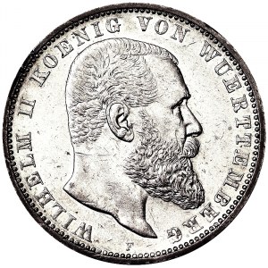 Germania, Württemberg, Guglielmo II (1888-1918), 5 marco 1907, F Freudenstadt