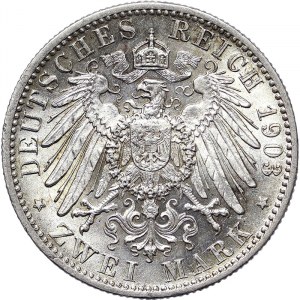 Německo, Württembersko, Wilhelm II (1888-1918), 2 Mark 1903, F Freudenstadt
