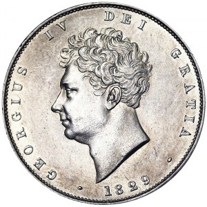 Velká Británie, království, Jiří IV (1820-1830), 1/2 koruny 1829, Londýn