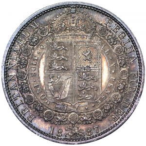 Wielka Brytania, Królestwo, Wiktoria (1837-1901), 1/2 korony 1887, Londyn