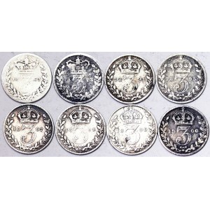 Grande-Bretagne, Royaume, Victoria (1837-1901), Lot 8 pcs.