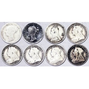 Grande-Bretagne, Royaume, Victoria (1837-1901), Lot 8 pcs.