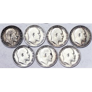 Veľká Británia, kráľovstvo, Edward VII (1901-1910), Lot 7 pcs.