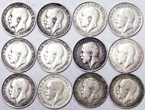 Grande-Bretagne, Royaume, George V (1910-1936), Lot 12 pcs.